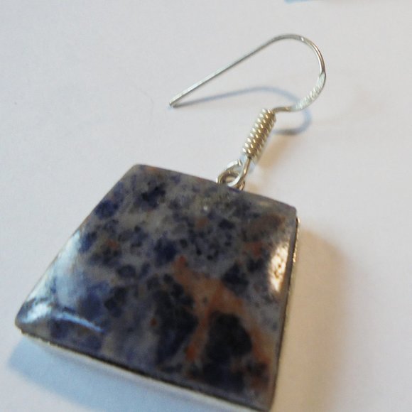 Earrings Sodalite 925 Sterling Silver Jewelry - Picture 4 of 8